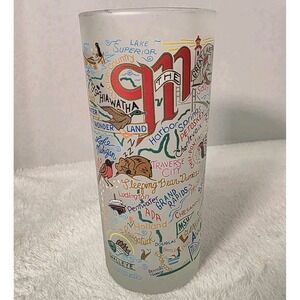 Catstudio Michigan State‎ Frosted Souvenir Glass Great Lakes Map Tumbler 15oz